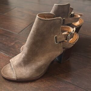Frye peeptoe suede heels